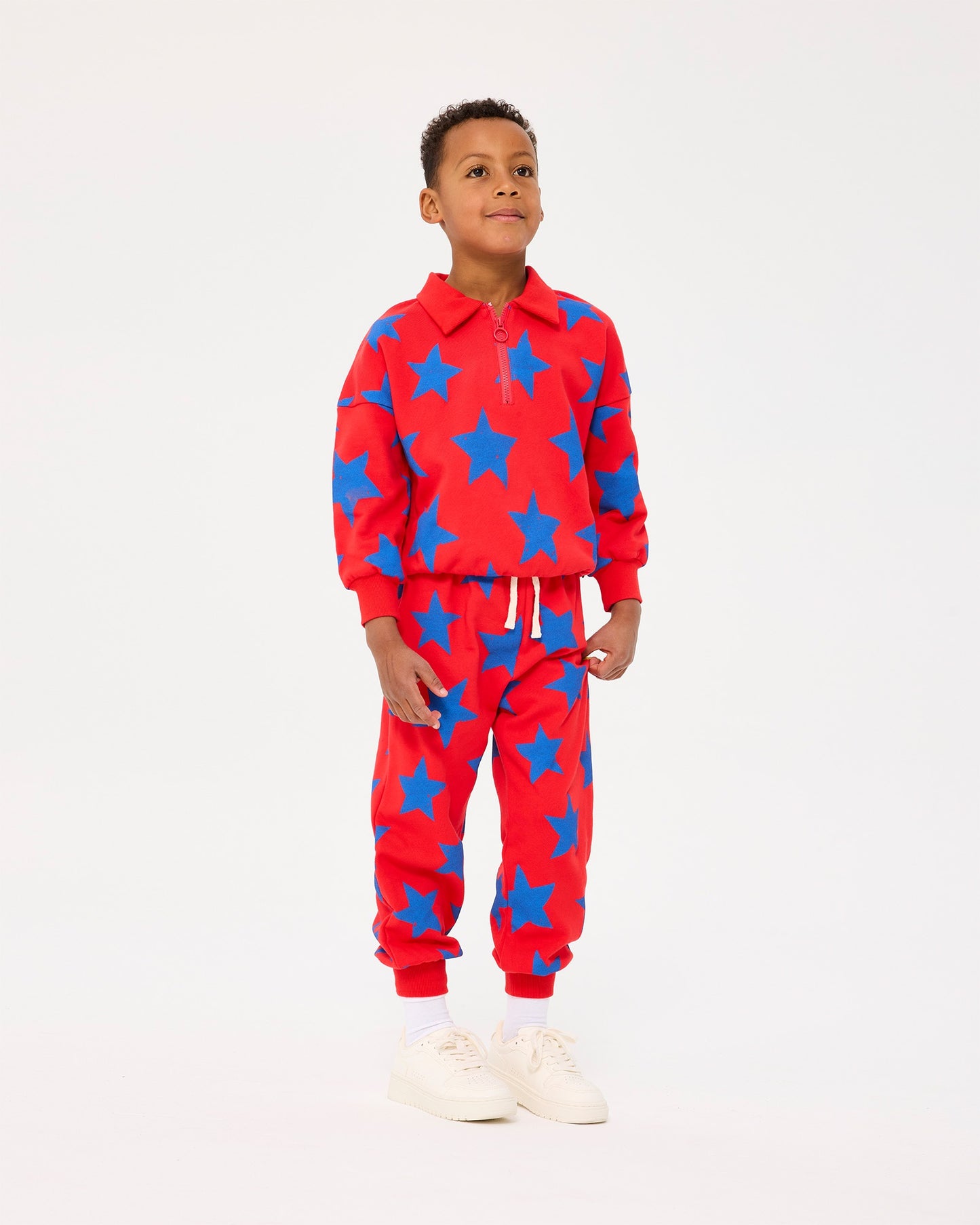 STAR QUARTER ZIP SWEATSHIRT - RED