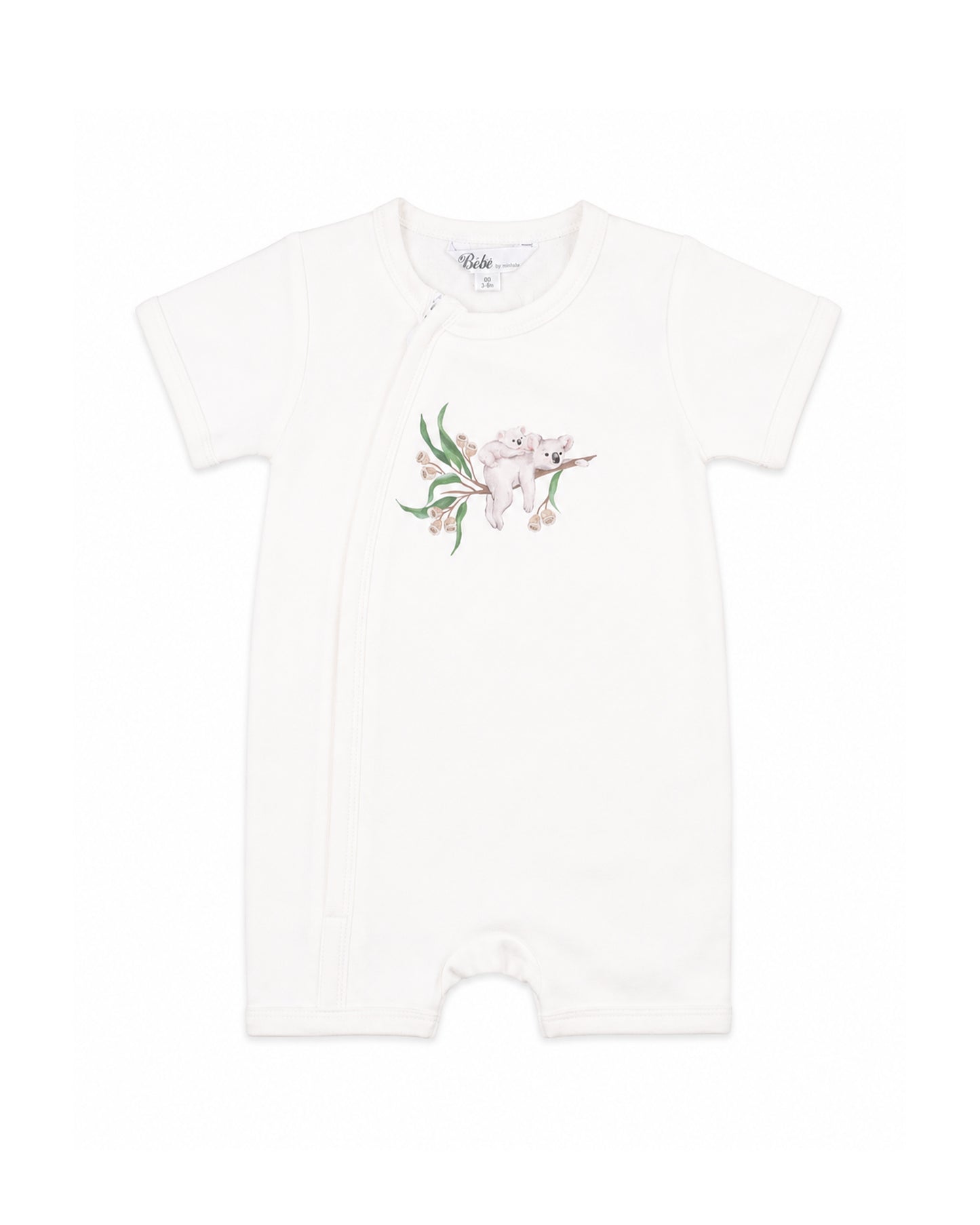 TAYLOR ORGANIC SS KOALA ZIP ROMPER - CLOUD
