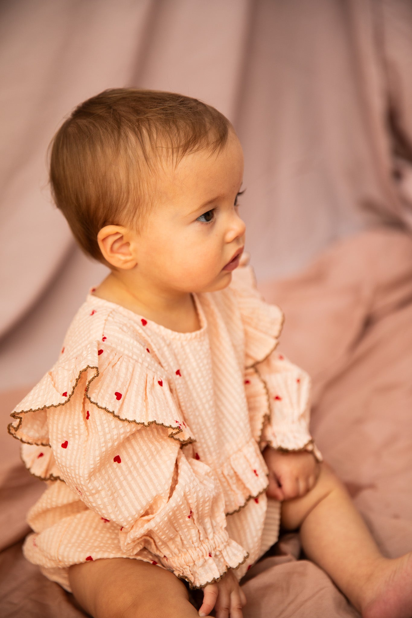 VALENTINE ROMPER - PIGGY PINK LOVE BUG
