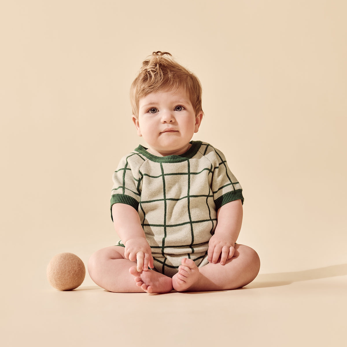 LAGOON ORGANIC KNITTED CHECK GROWSUIT