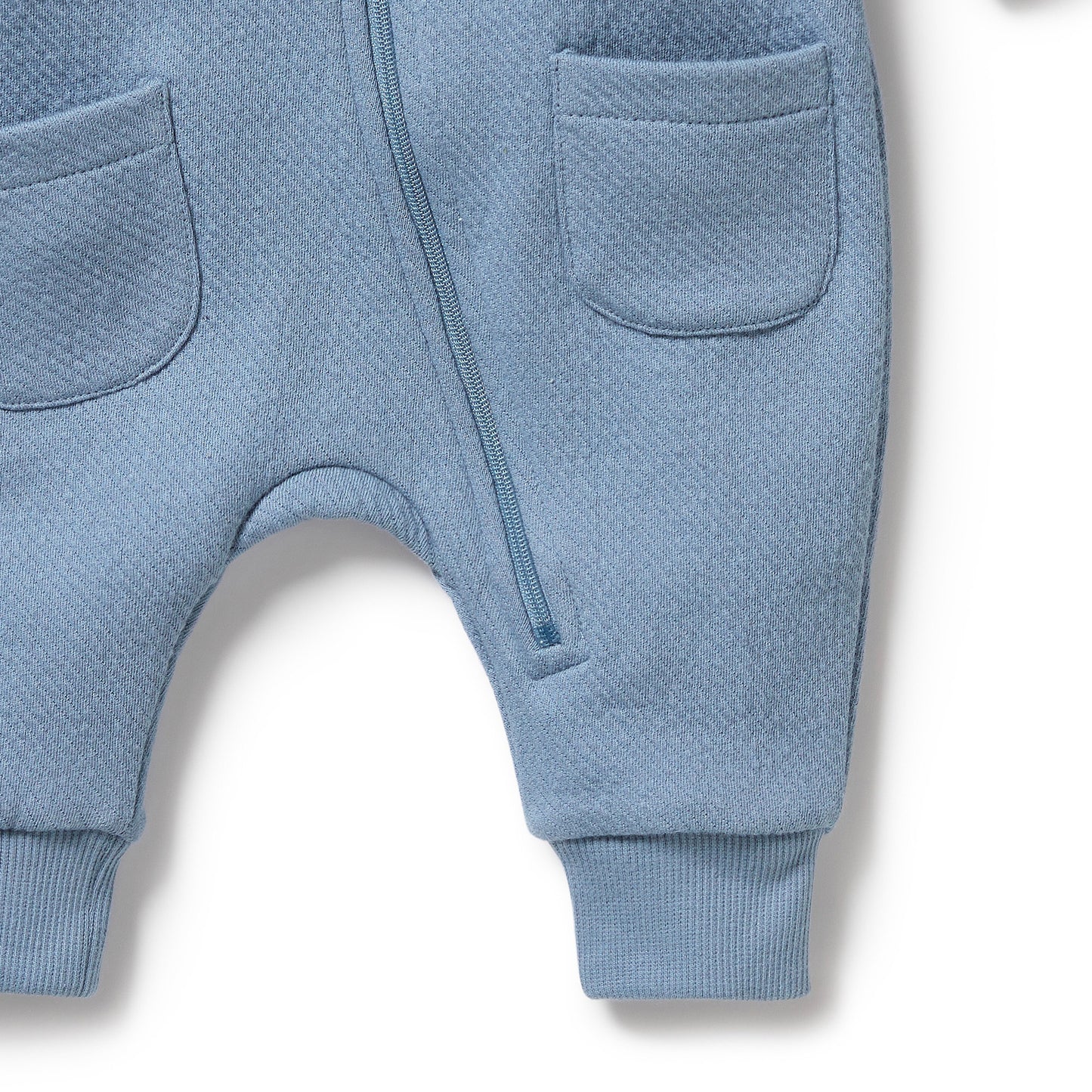ORGANIC QUILTED GROWSUIT - STORM BLUE