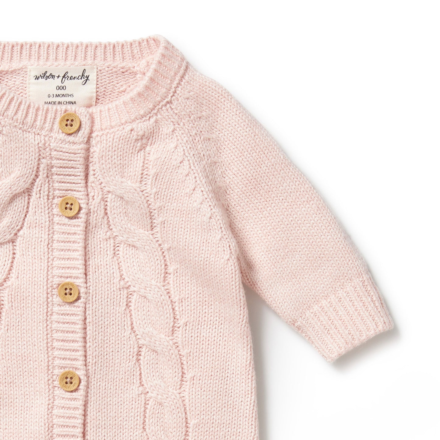 KNITTED CABLE GROWSUIT - PINK