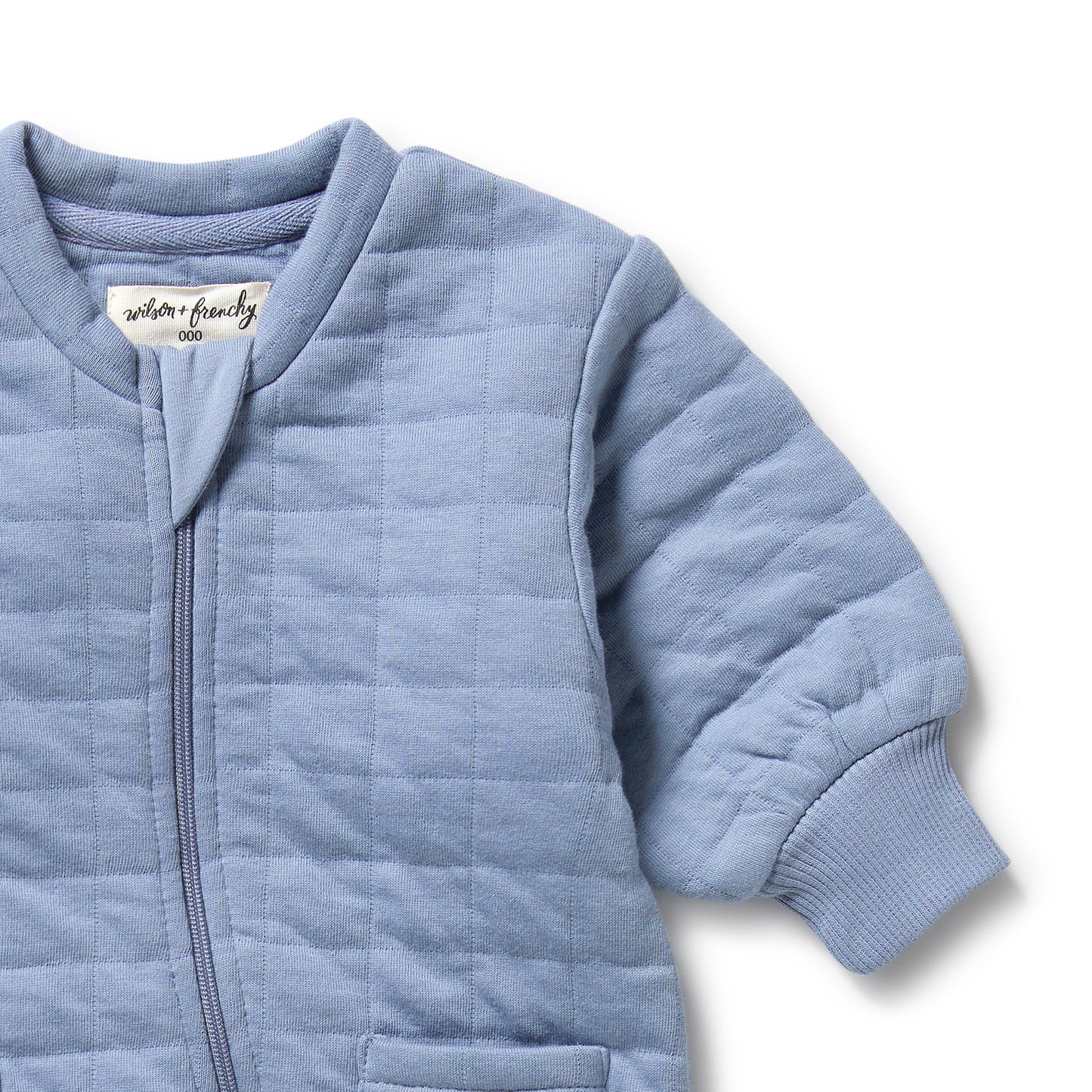 ORGANIC QUILTED GROWSUIT - SKY BLUE