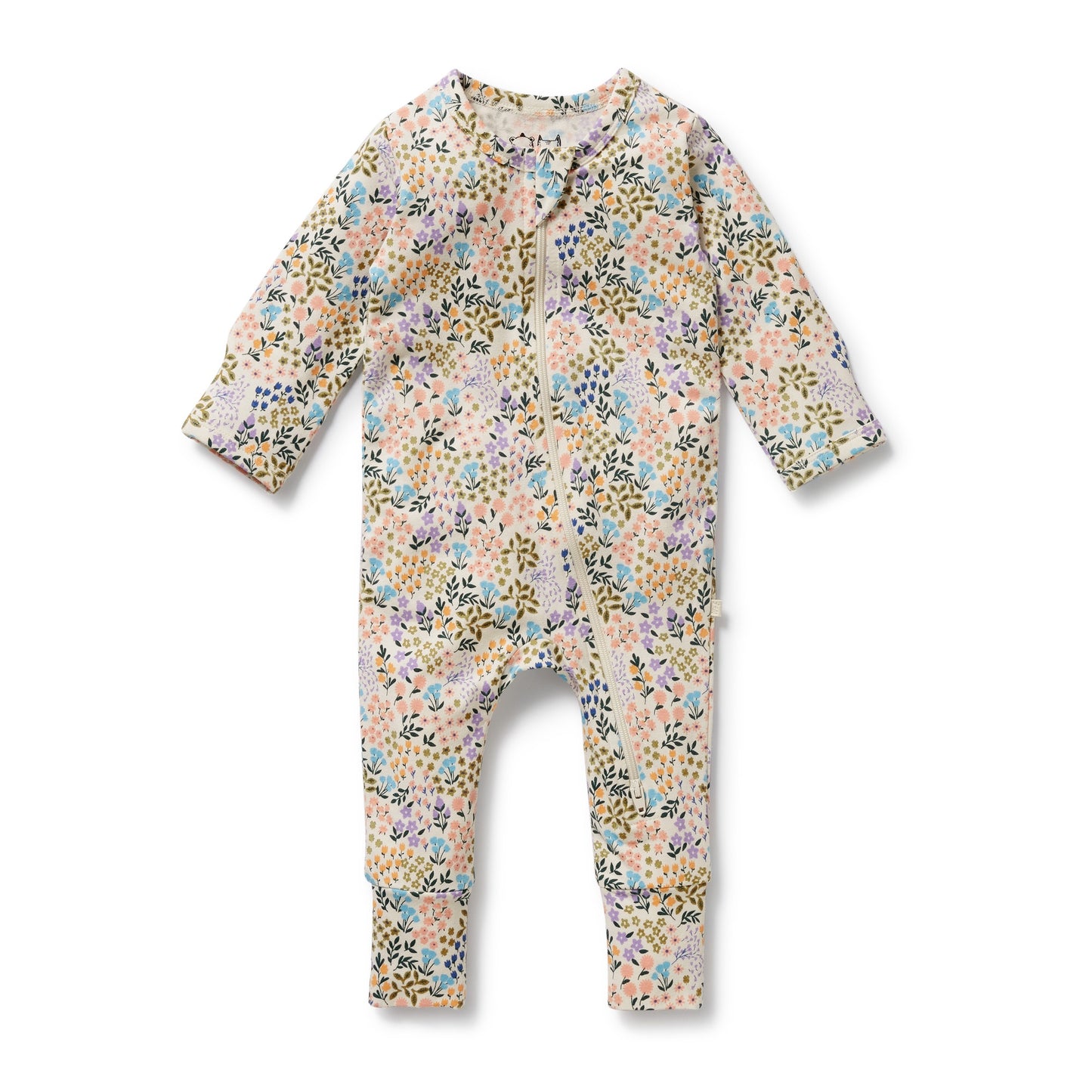 ORGANIC ZIPSUIT WITH FEET - TINY BLOOM