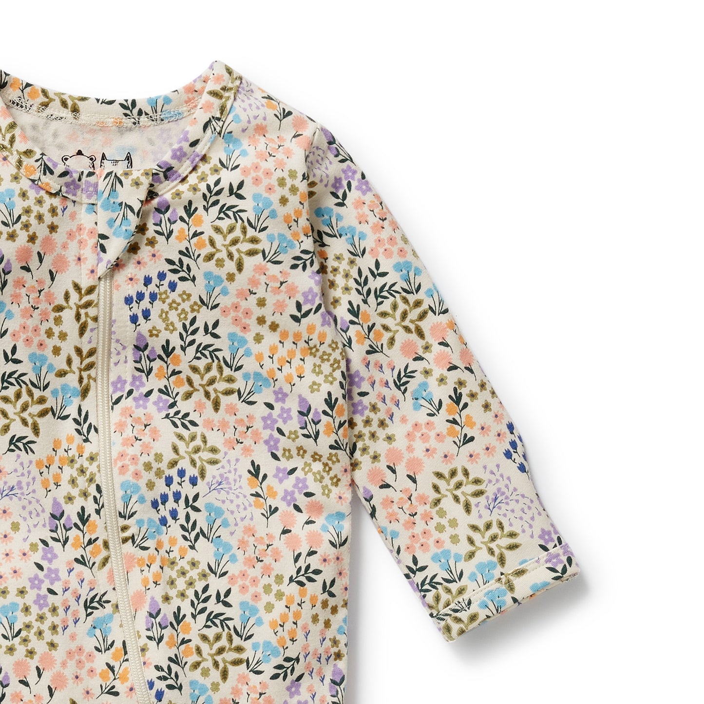 ORGANIC ZIPSUIT WITH FEET - TINY BLOOM