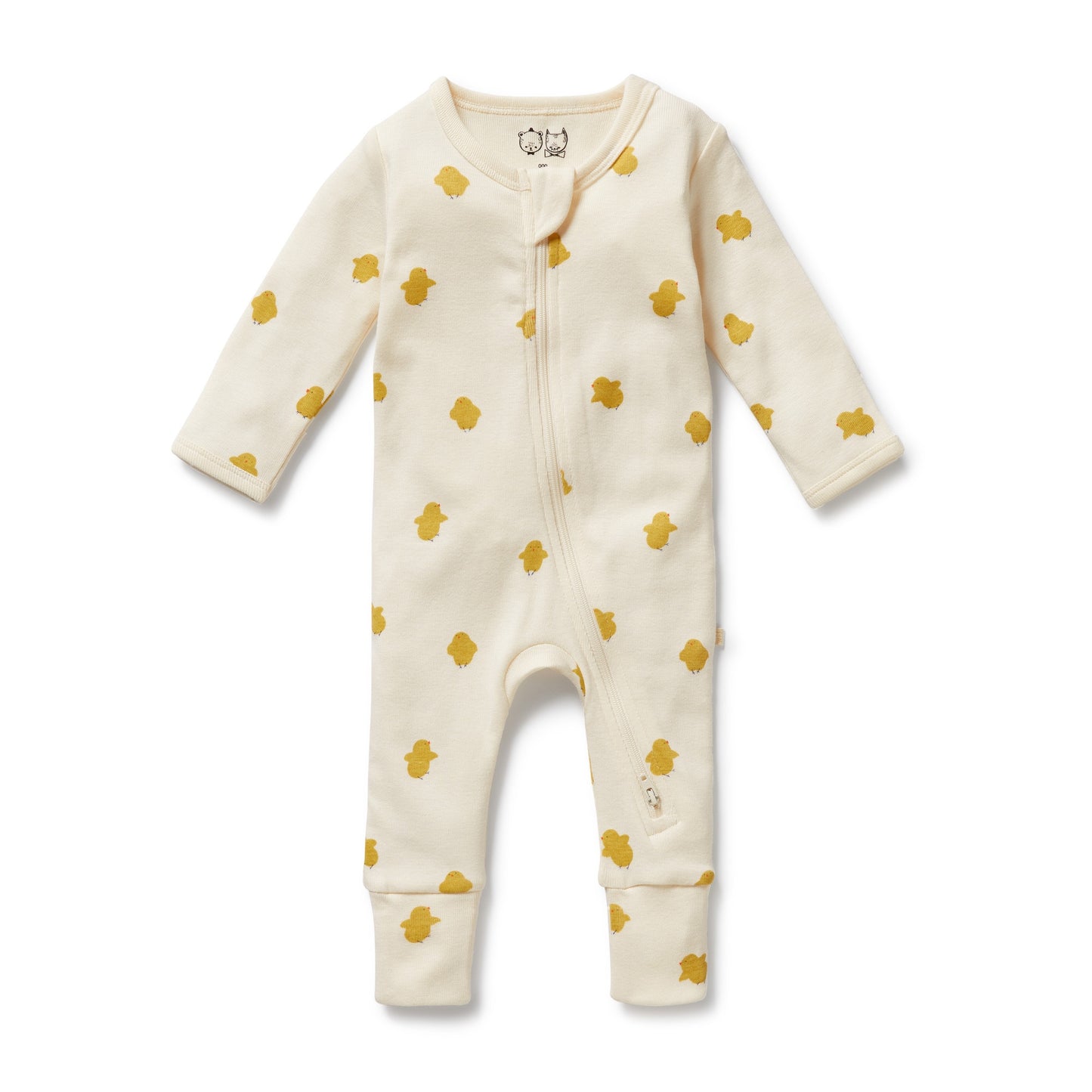 ORGANIC ZIPSUIT WITH FEET - LITTLE CHICK