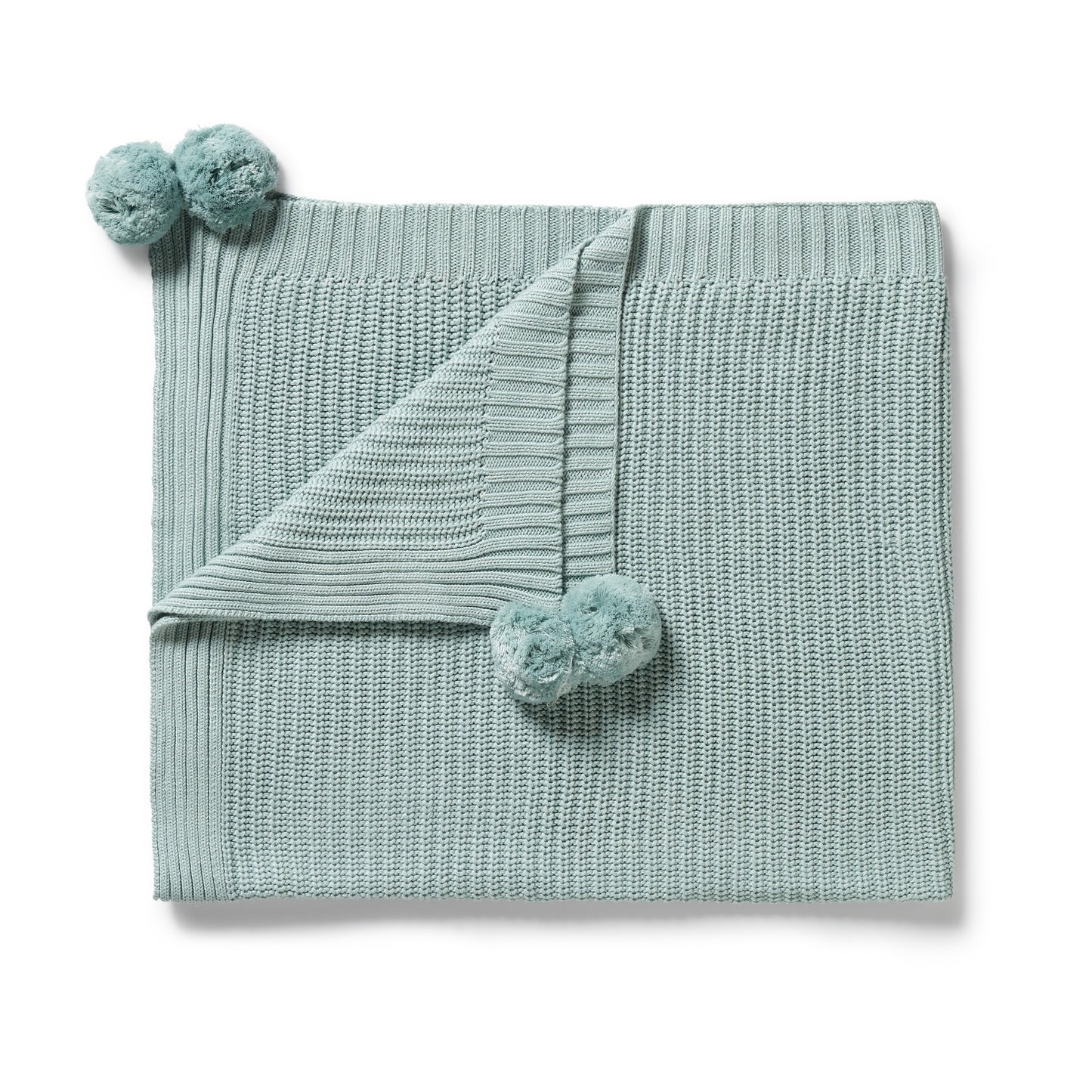 ORGANIC KNITTED BLANKET - DUCK EGG