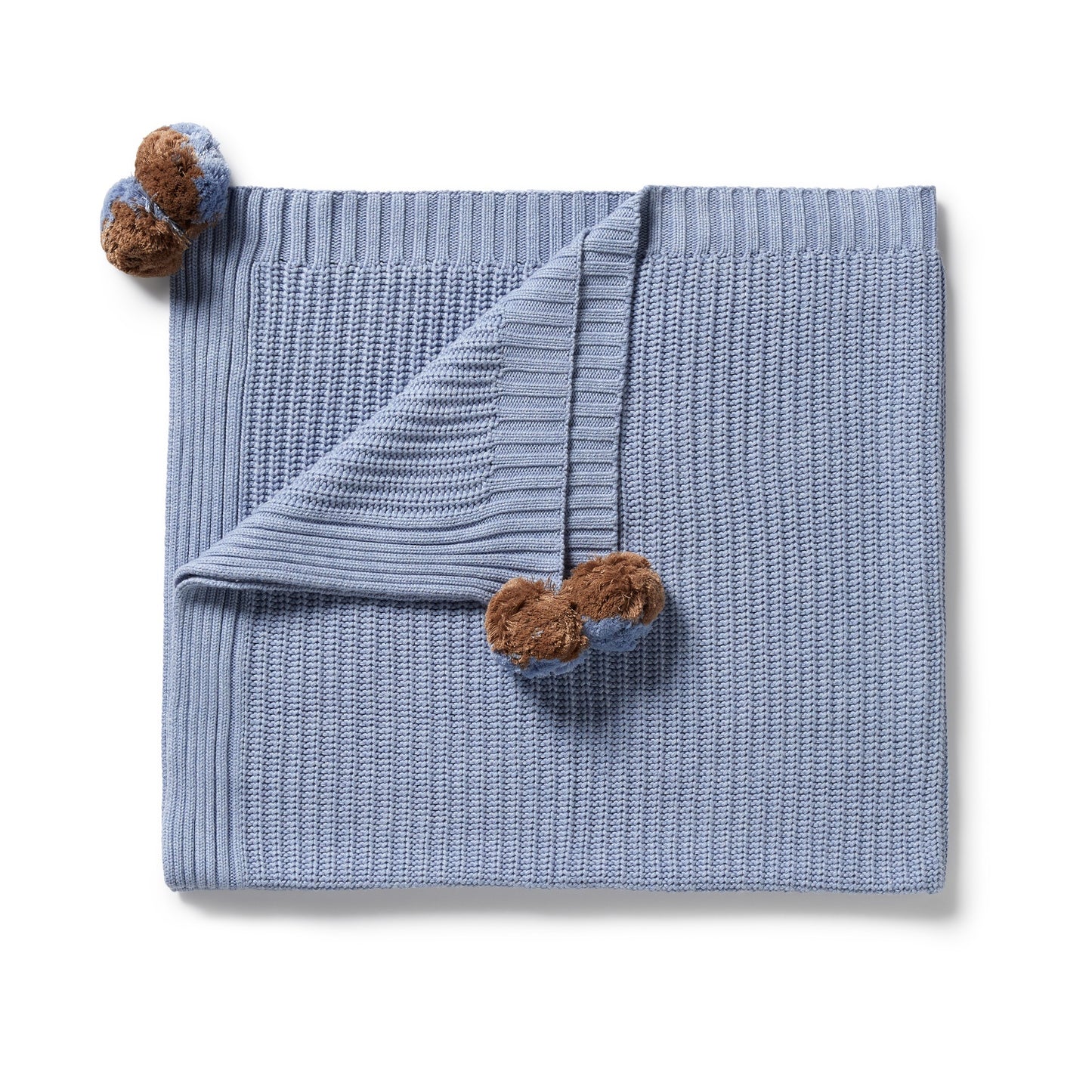 ORGANIC KNITTED BLANKET - BLUE SPECKLE