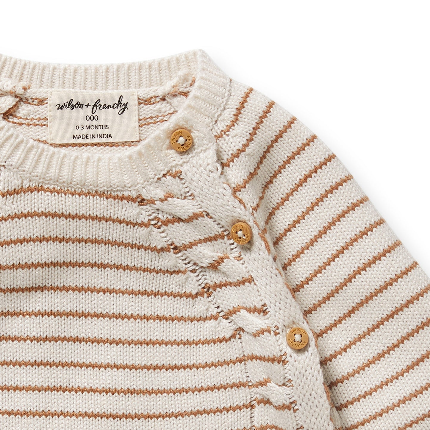 ORGANIC KNIT KIMONO CARDIGAN - CINNAMON STRIPE