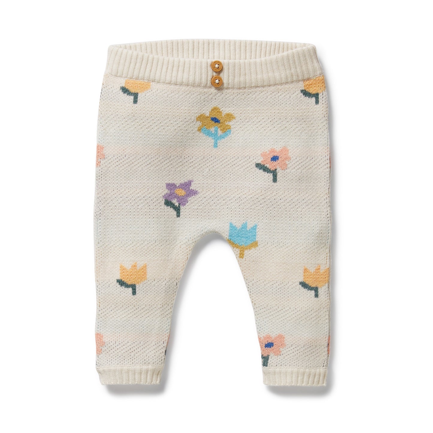 ORGANIC KNIT JACQUARD LEGGINGS - FLOWER POP