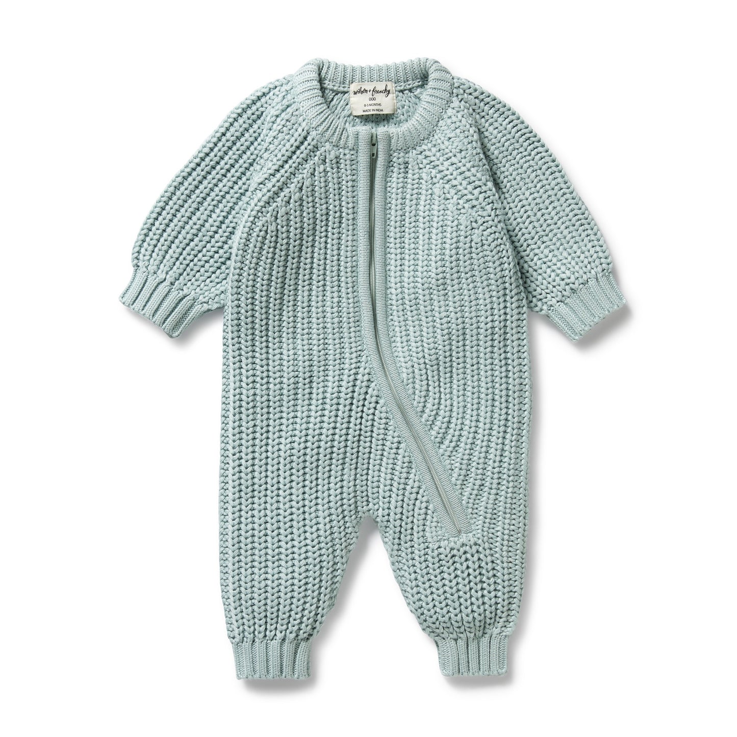 ORGANIC KNITTED GROWUIT - DUCK EGG