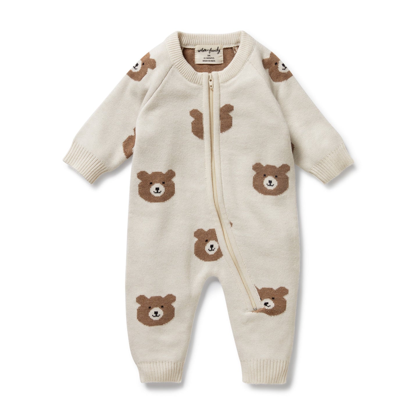 BEARY CUTE KNITTED ORGANIC KNITTED JACQUARD GROWSUIT