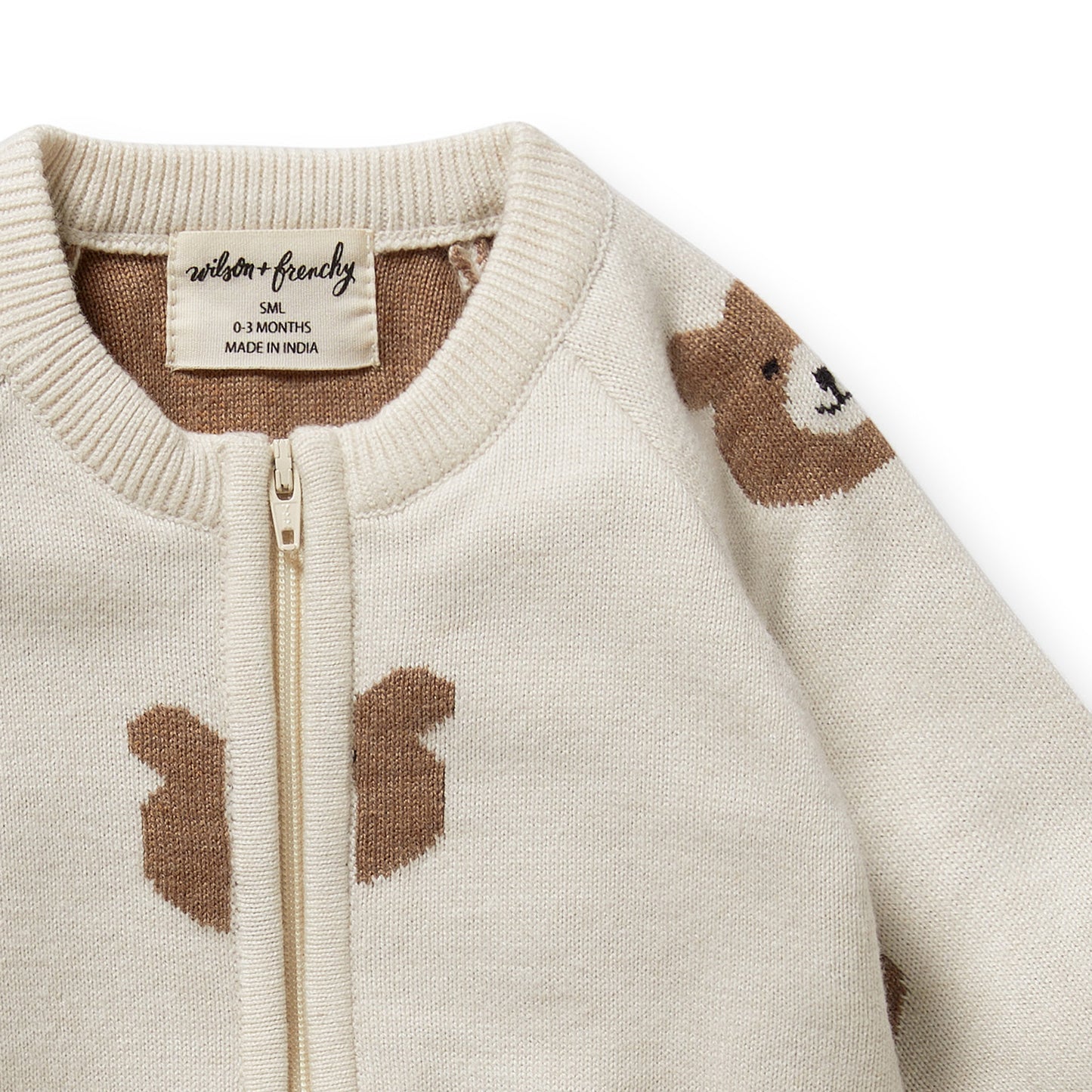BEARY CUTE KNITTED ORGANIC KNITTED JACQUARD GROWSUIT