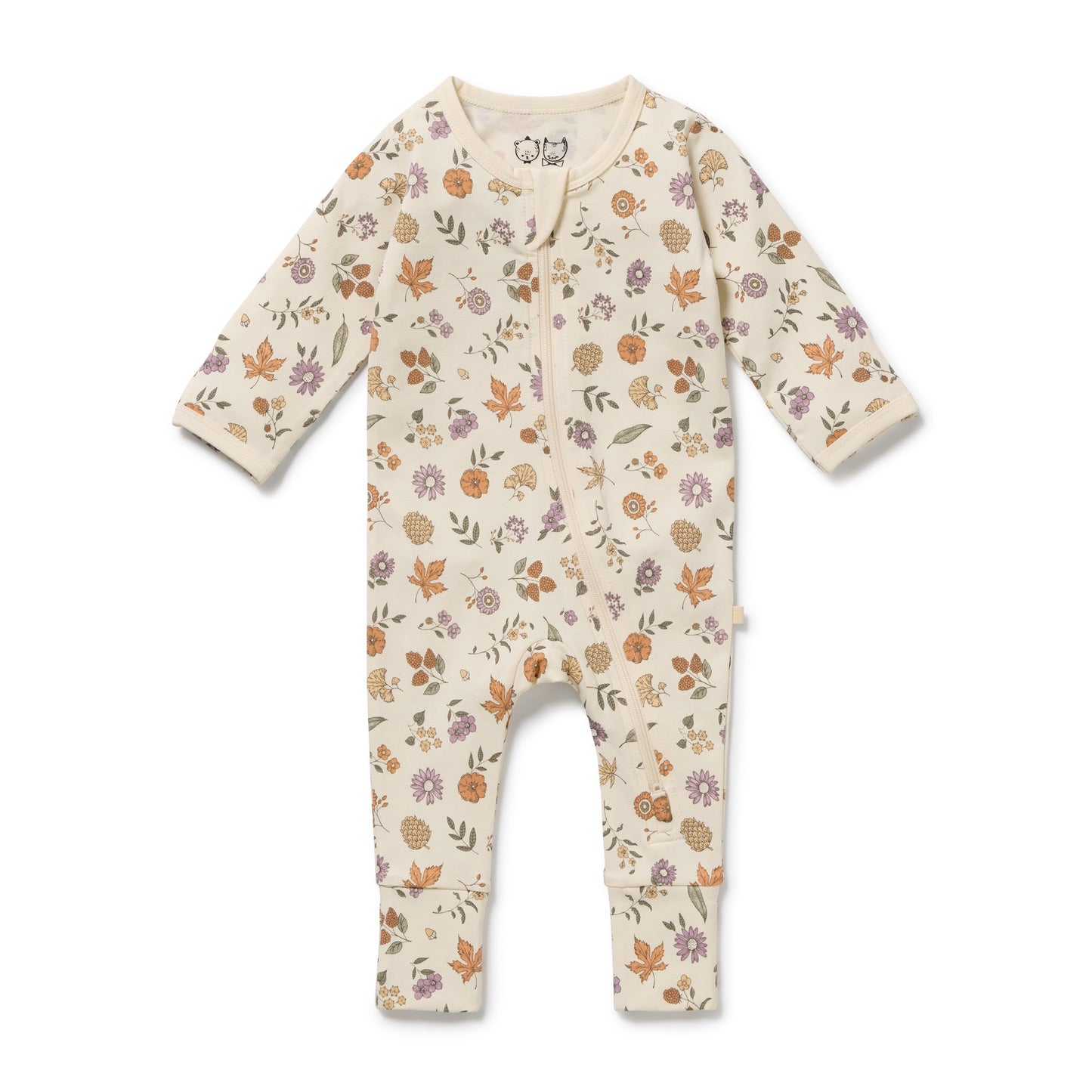 ORGANIC ZIPSUIT WITH FEET - MAPLE GLOW