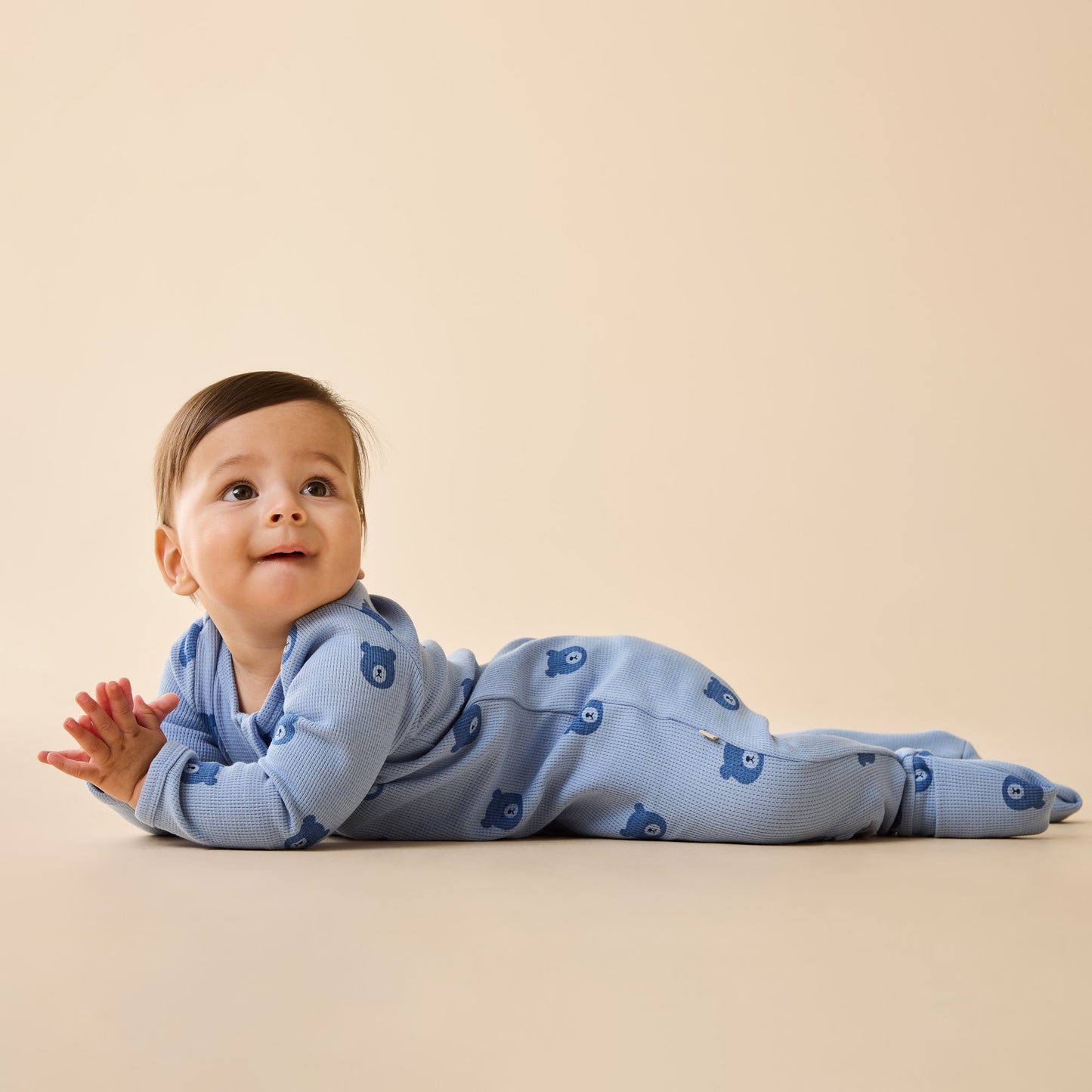 ORGANIC WAFFLE ZIPSUIT - BEAR HUGS