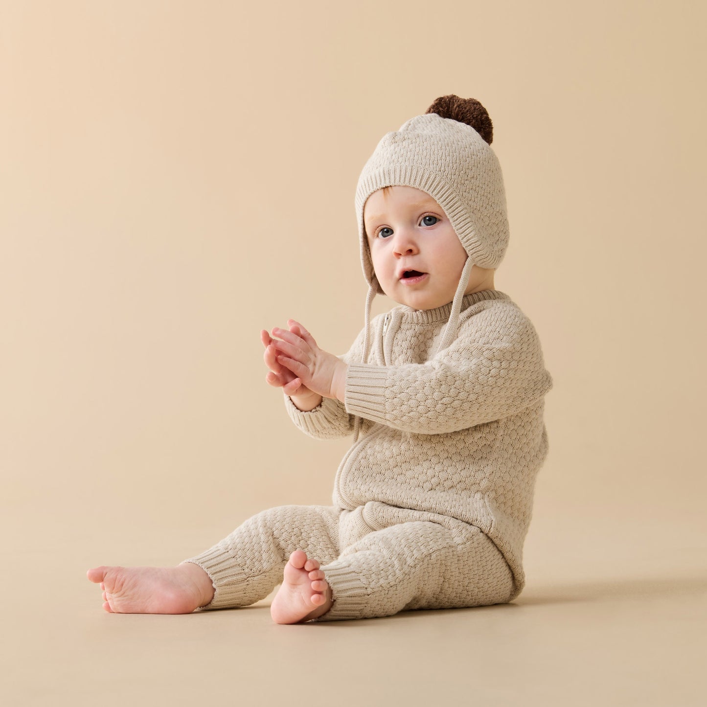 ORGANIC KNITTED BUBBLE BONNET - CREAM