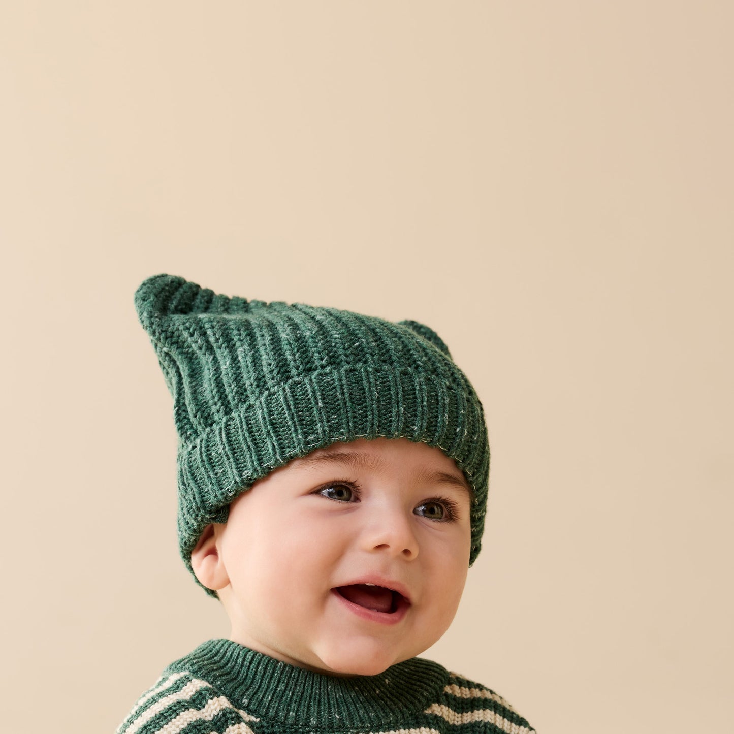 ORGANIC KNITTED BEAR HAT - CLOVER