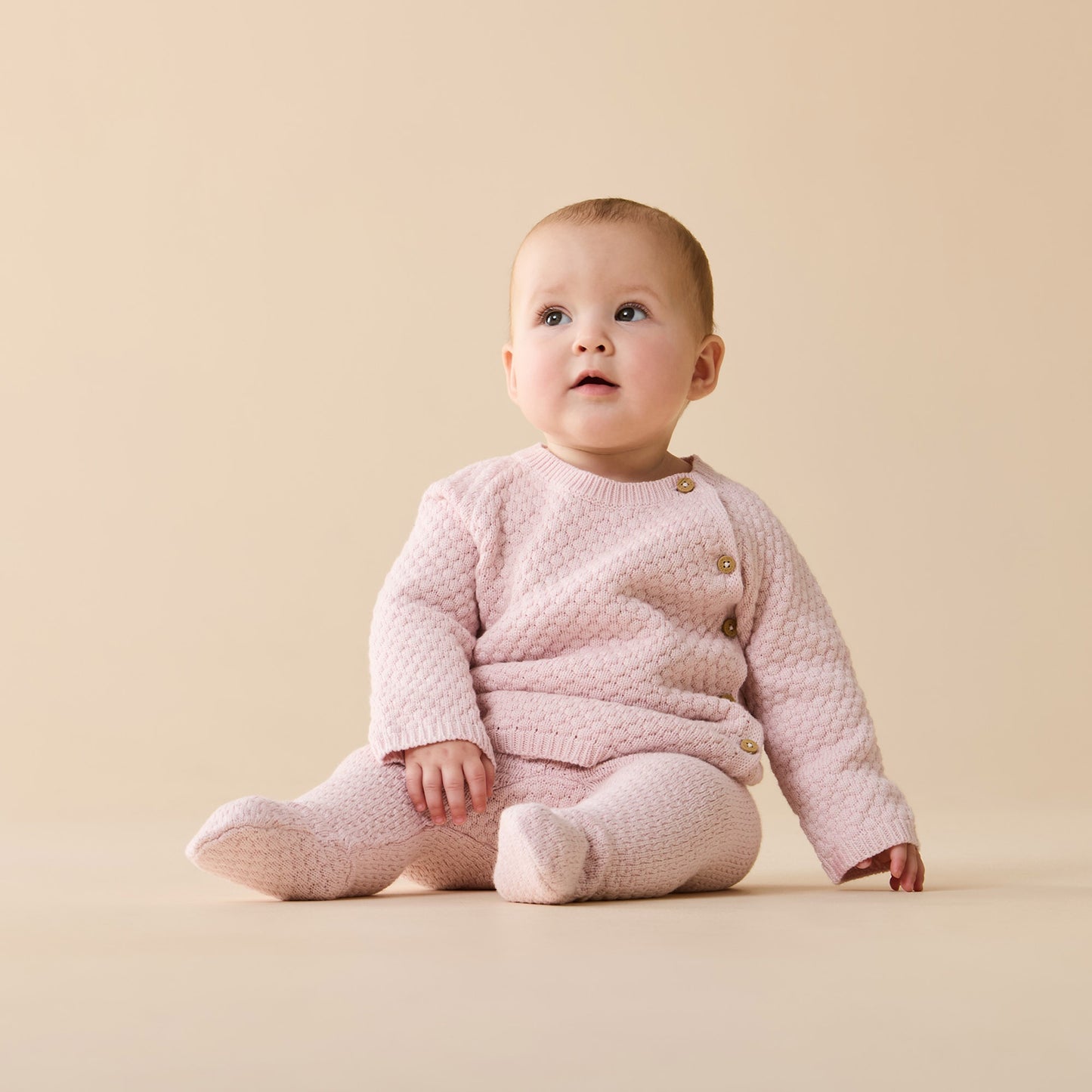 ORGANIC KNITTED BUBBLE KIMONO CARDIGAN - MARSHMALLOW