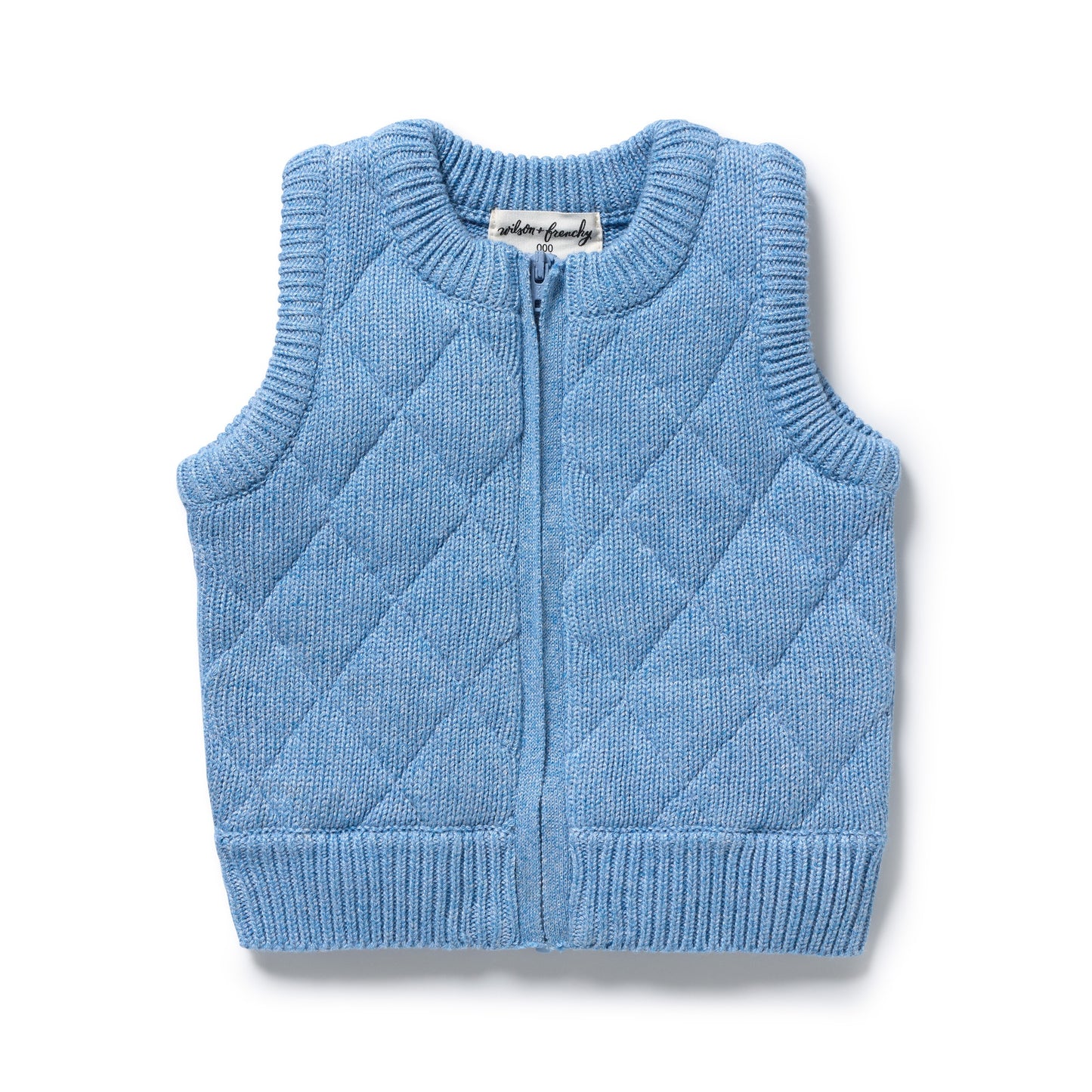 ORGANIC KNITTED VEST - FROSTED BLUE