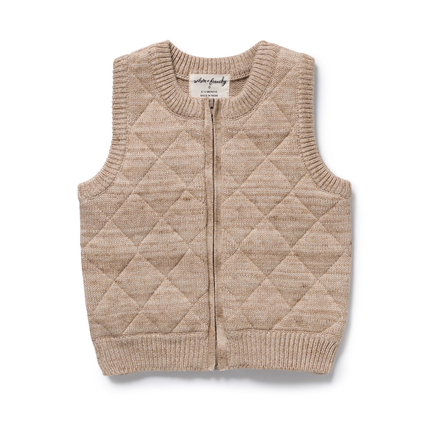 ORGANIC KNITTED VEST - SANDSTONE