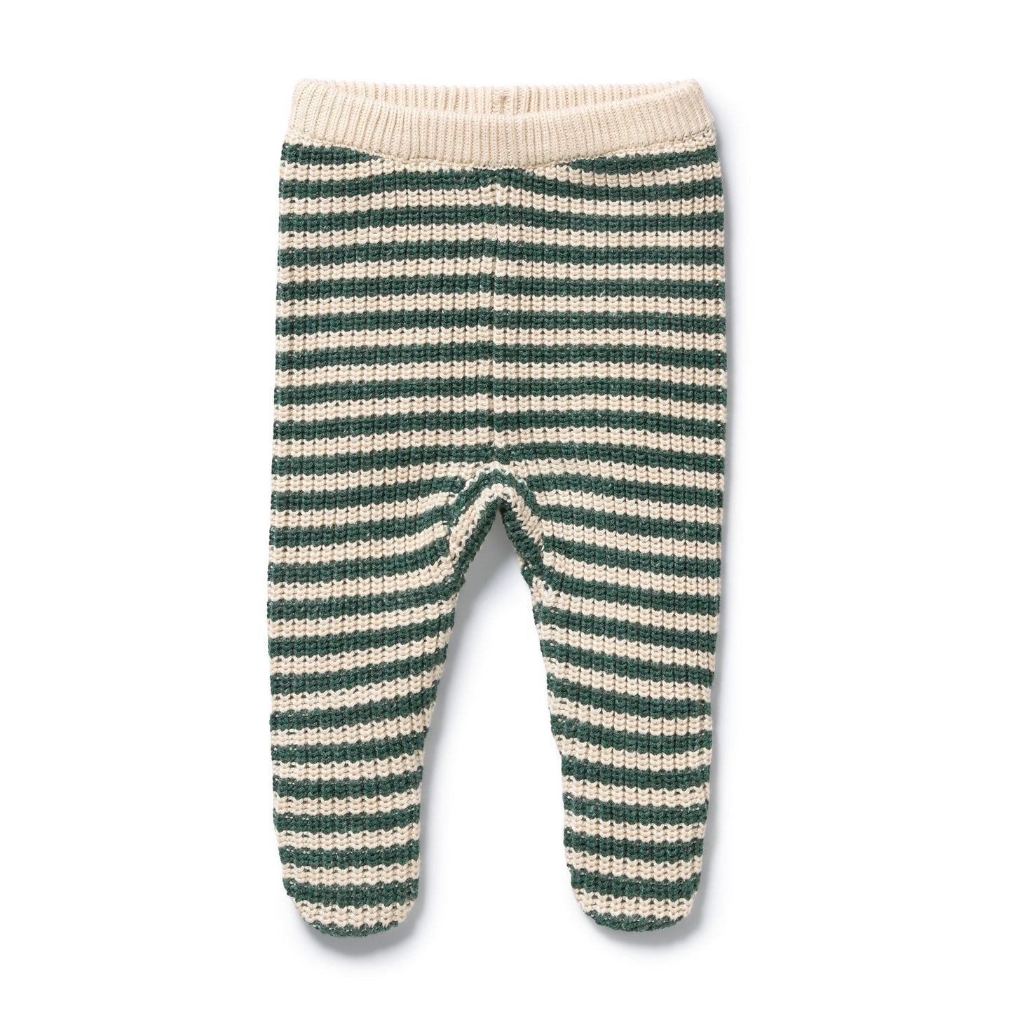 ORGANIC KNITTED STRIPE LEGGING WITH FEET - CLOVER