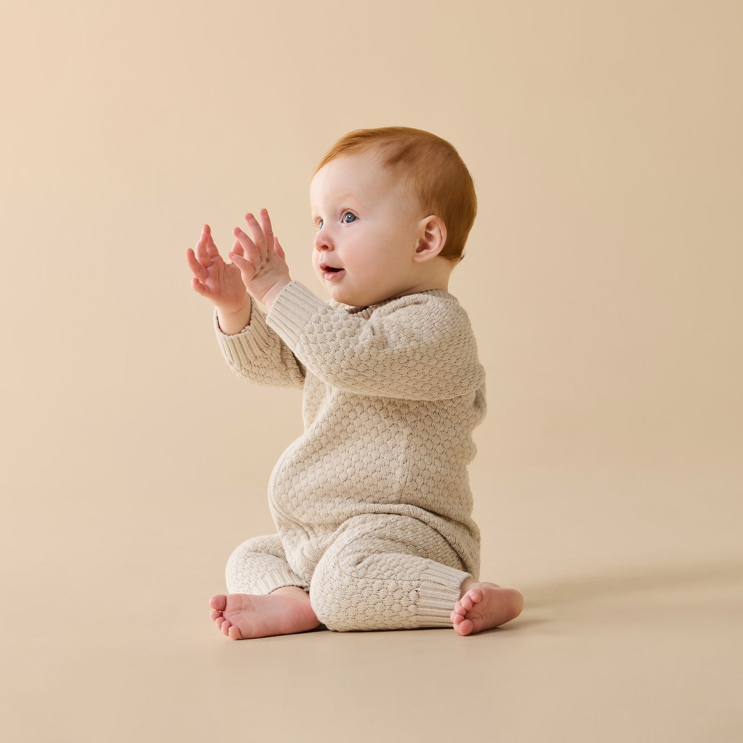 ORGANIC KNITTED BUBBLE GROWSUIT - CREAM