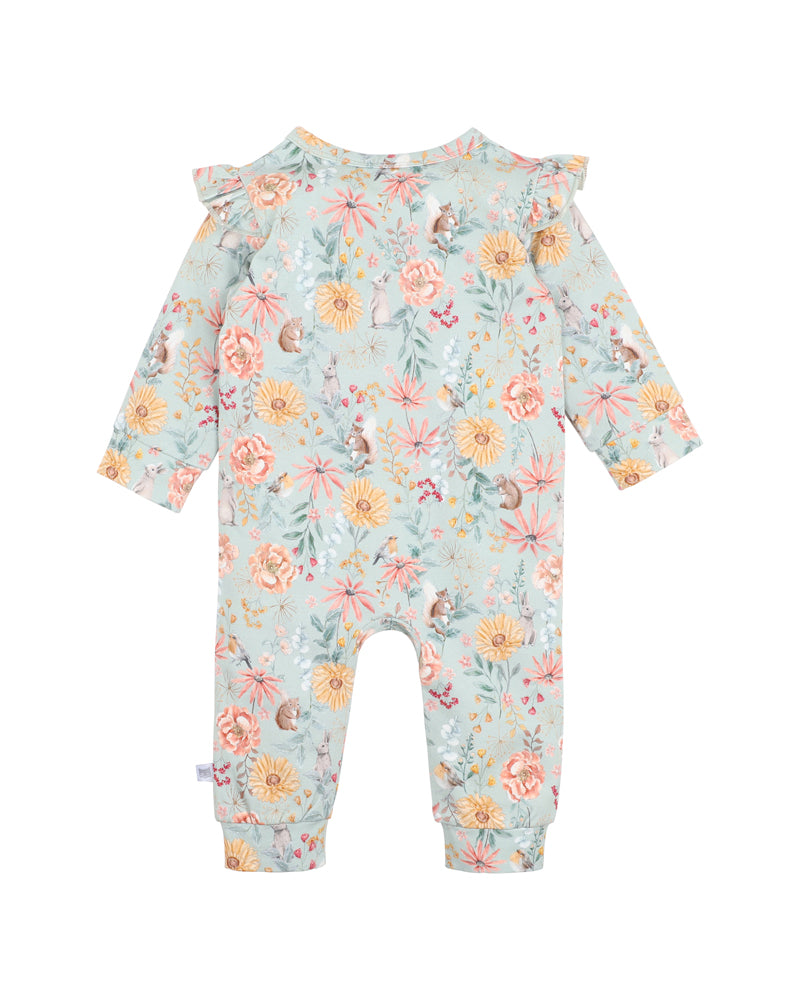 LS ZIP ROMPER - OLIVE PRINT
