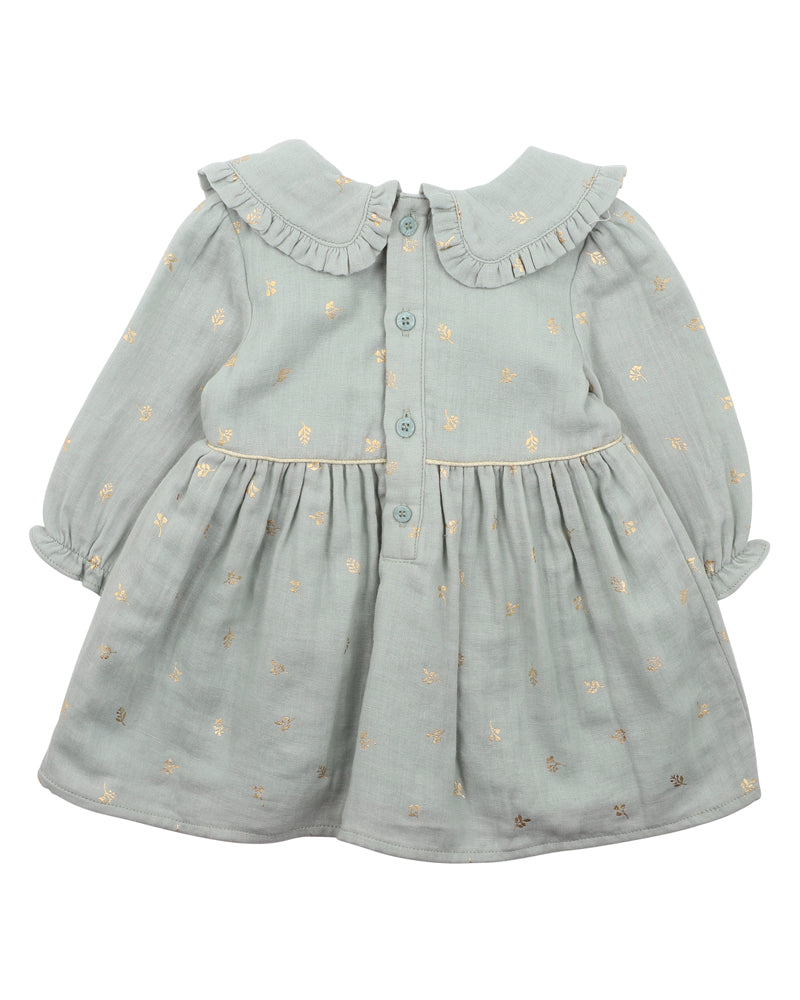 DRESS - OLIVE FOIL PRINT