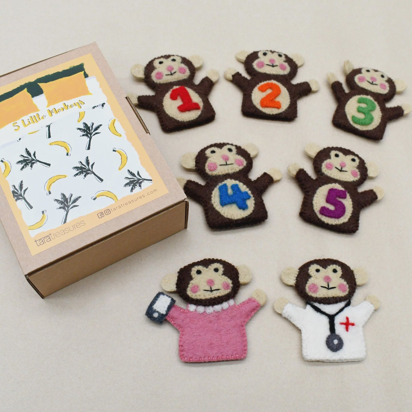 FIVE LITTLE MONKEYS - FINGER PUPPET SET