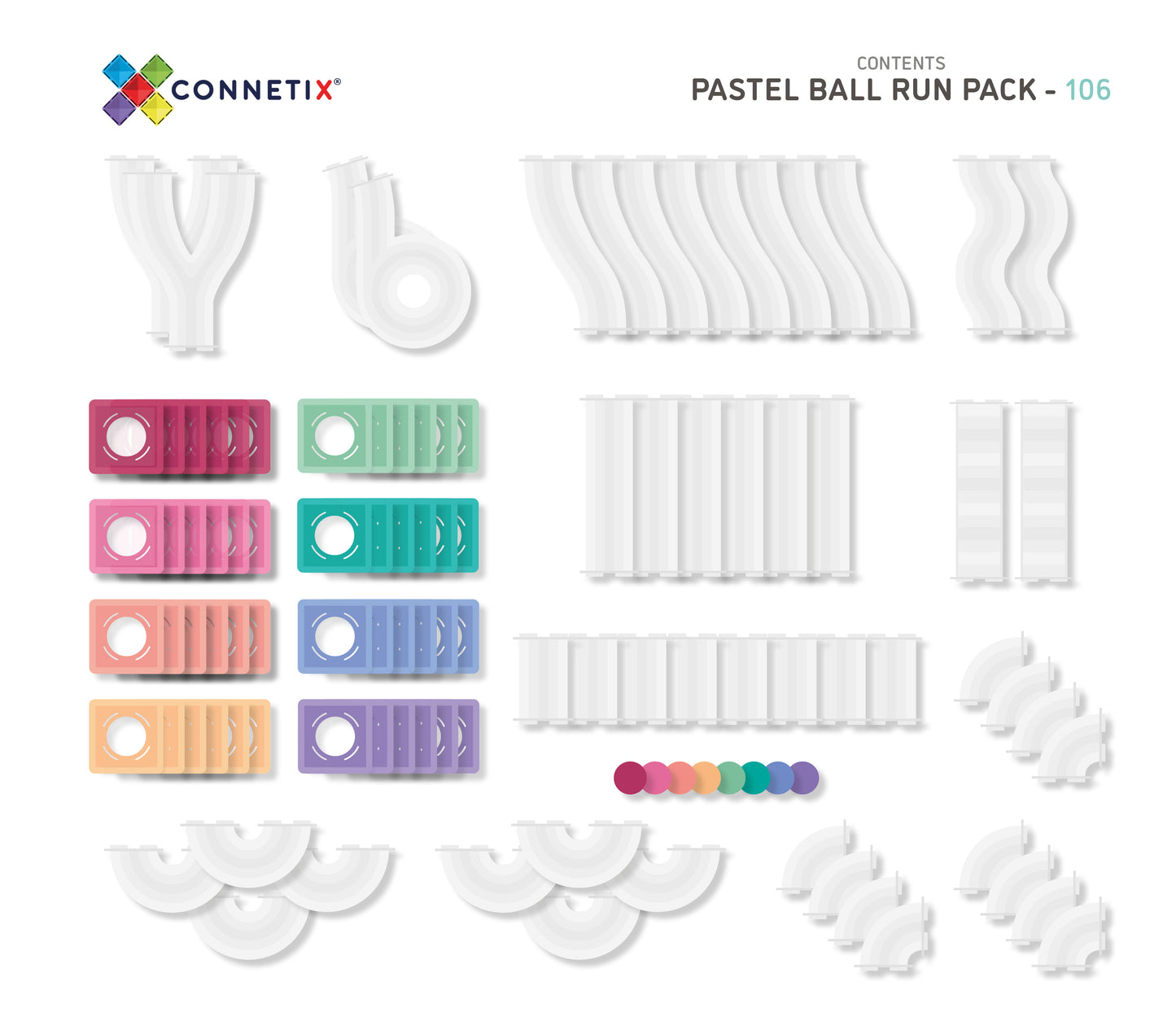CONNETIX 106 PIECE PASTEL BALL RUN