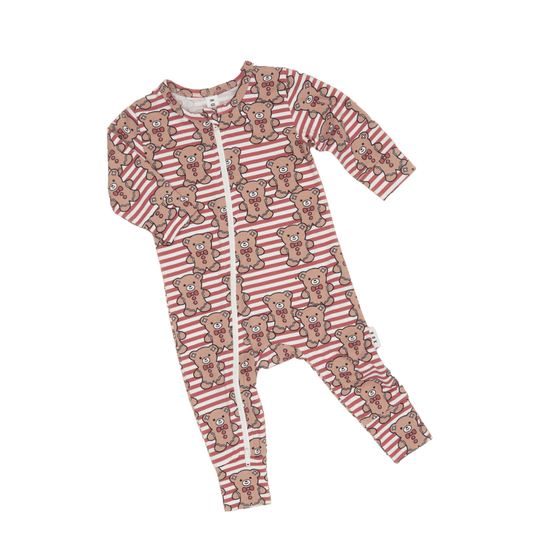 GINGERBREAD HUX ZIP ROMPER