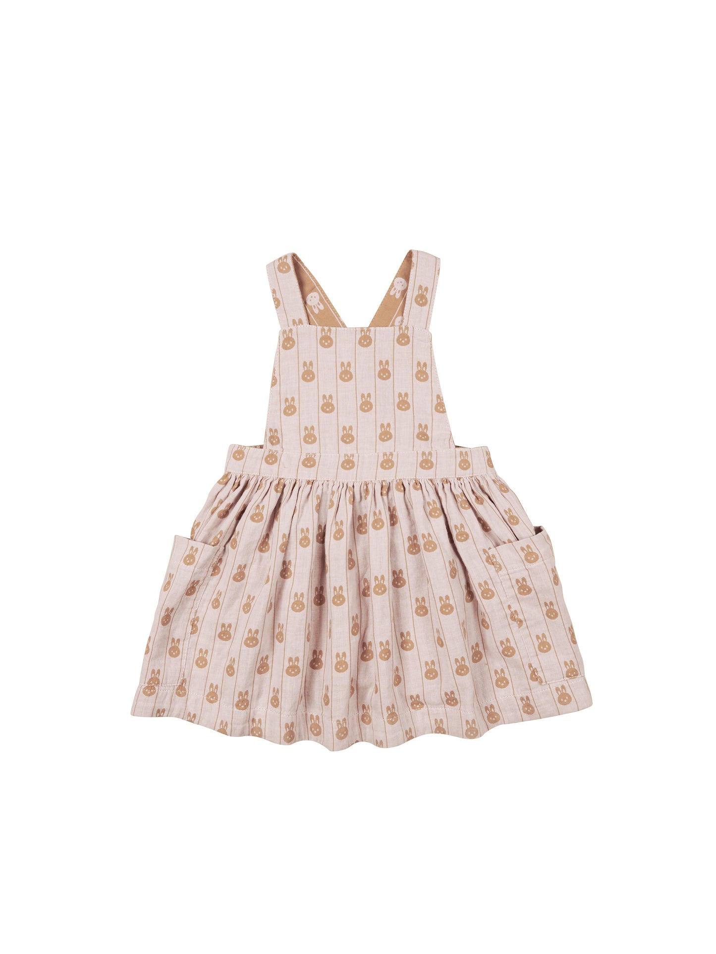BUNNY STRIPE REVERSIBLE PINAFORE - ROSE & BISCUIT