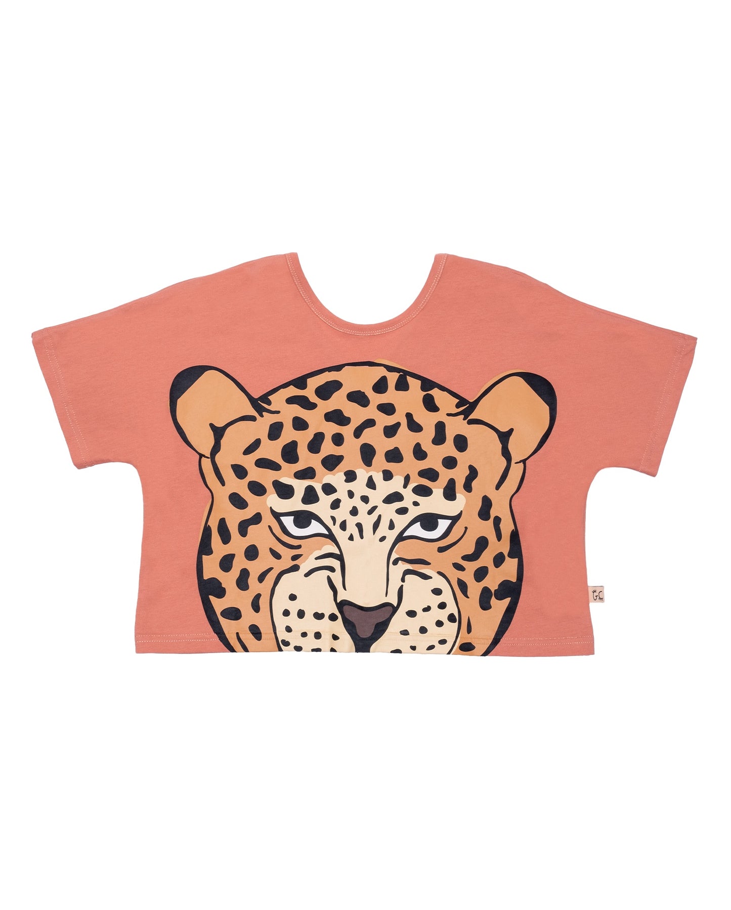 LOVE A LEOPARD V DETAIL CROP TEE - ORANGE