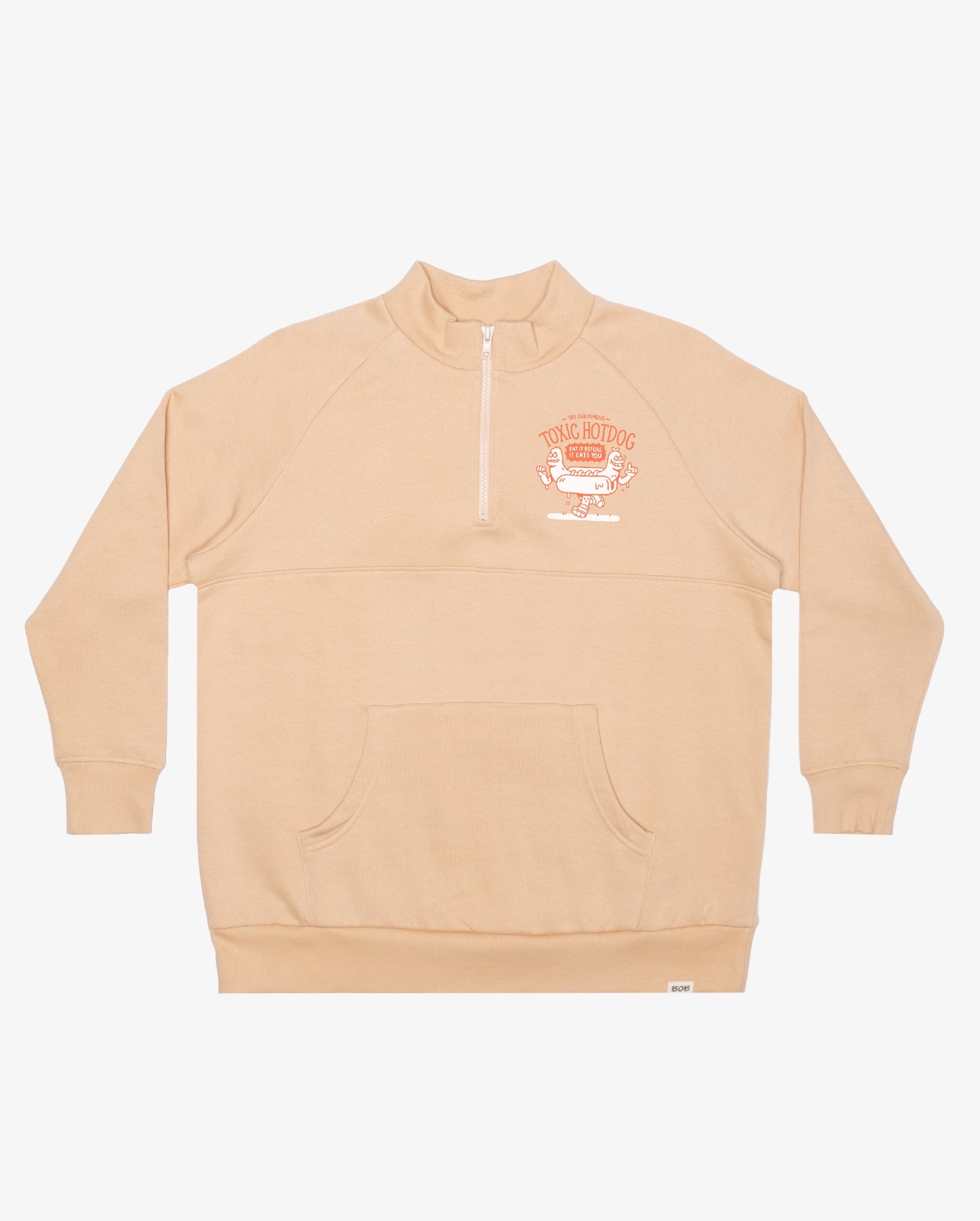 TOXIC HOTDOG FLEECE QUARTER ZIP JUMPER - OAT