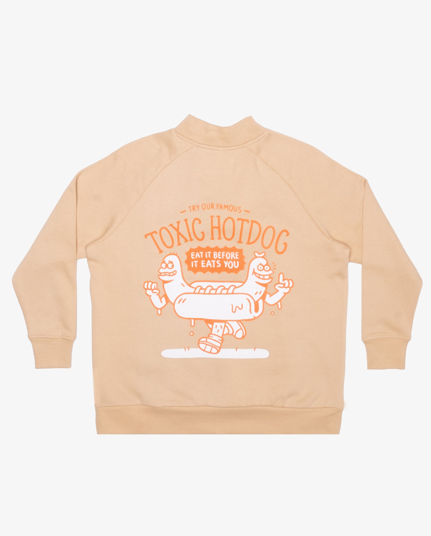 TOXIC HOTDOG FLEECE QUARTER ZIP JUMPER - OAT