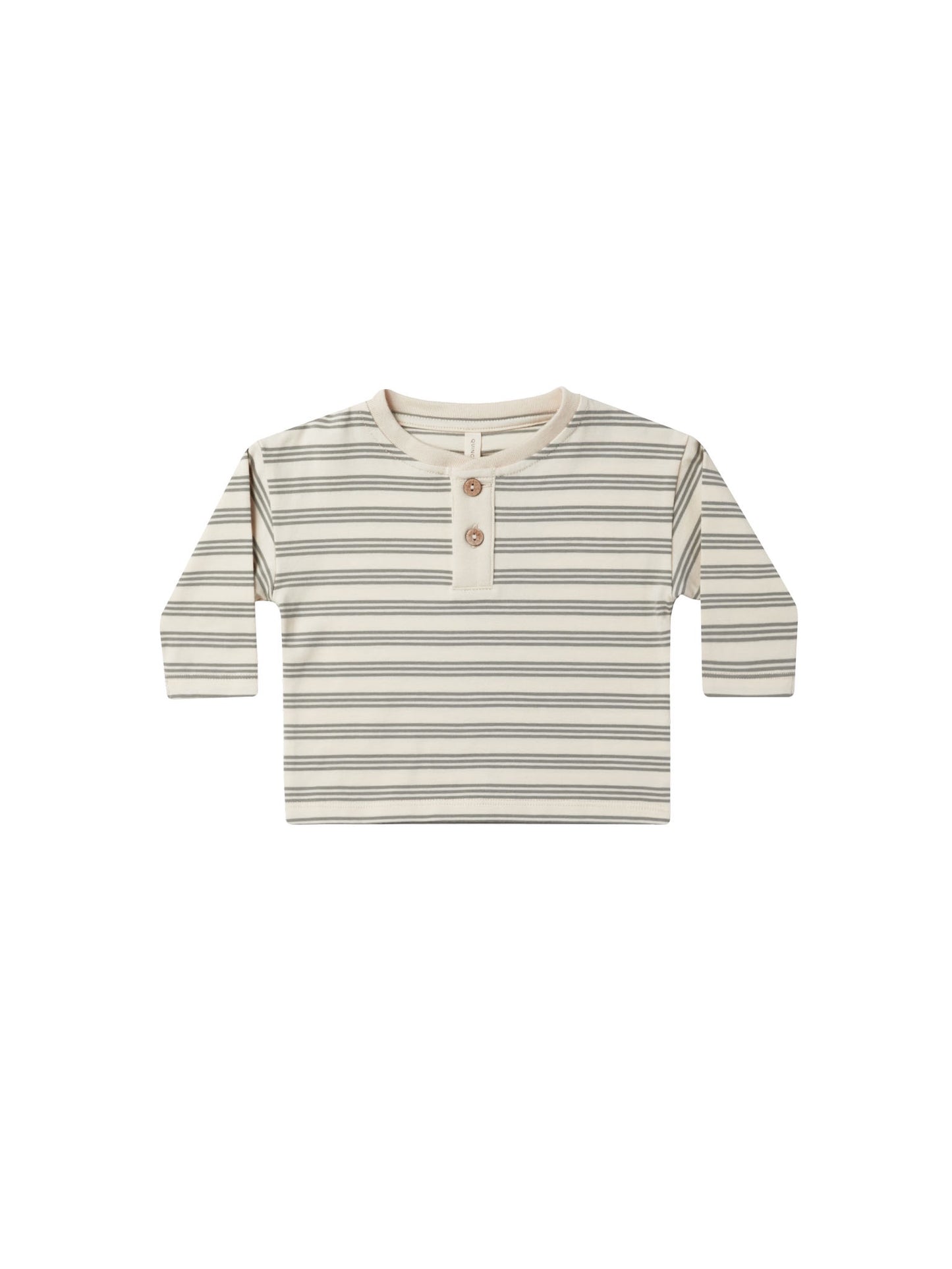 LONG SLEEVE HENLEY TEE - BASIL STRIPE