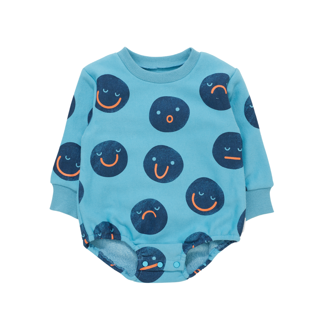 FACE SWEATER ROMPER - TEAL