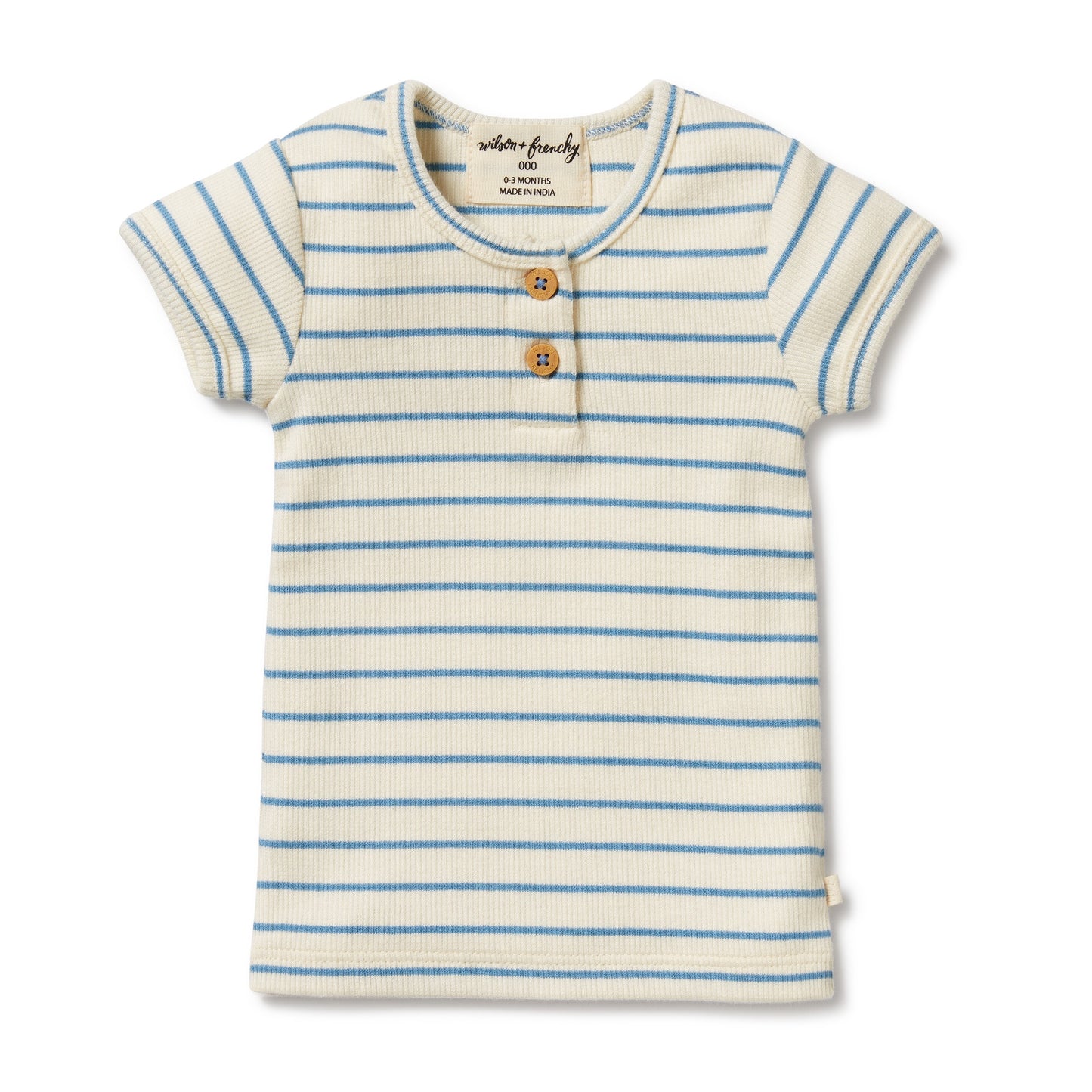 PETIT BLUE ORGANIC HENLEY TEE