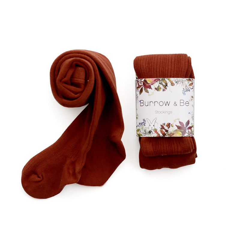 RIB STOCKINGS - RUST