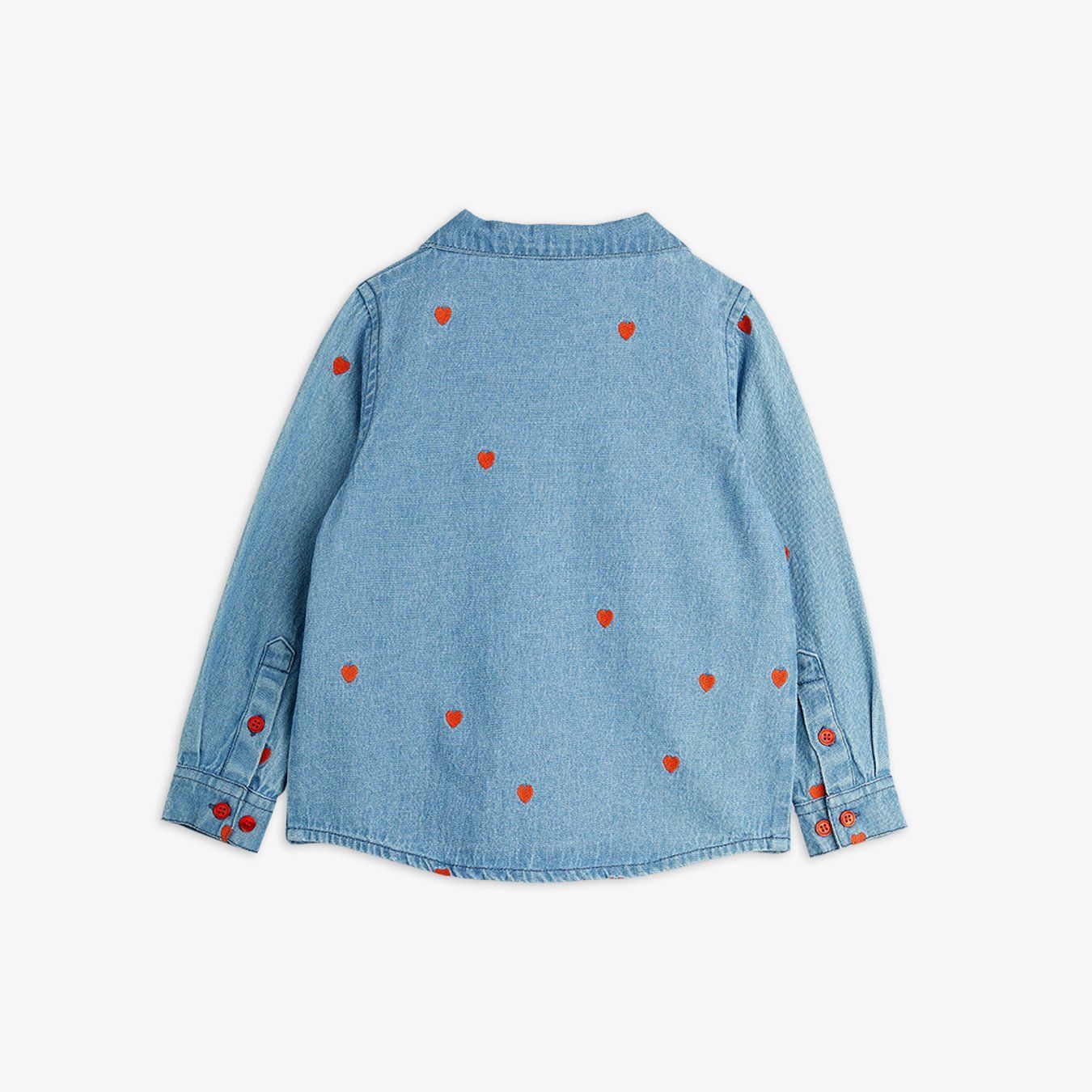 MINI RODINI MINI HEARTS WOVEN LS SHIRT - DENIM