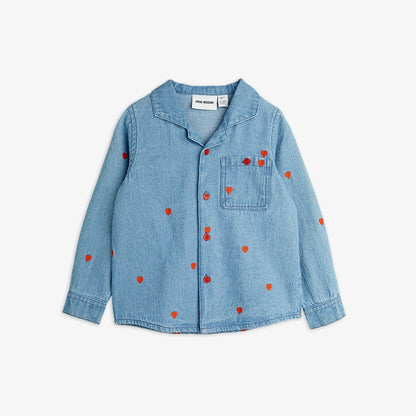 MINI RODINI MINI HEARTS WOVEN LS SHIRT - DENIM
