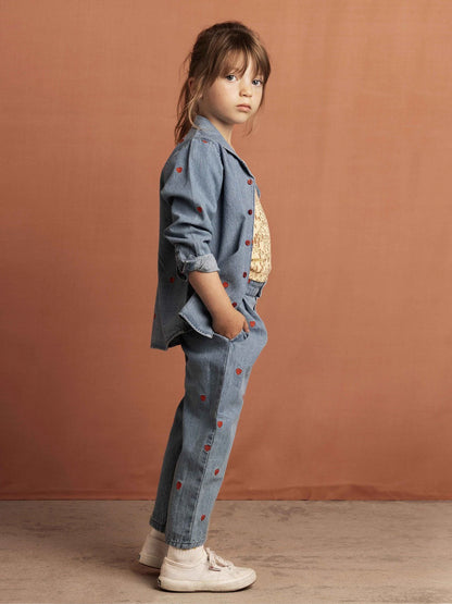 MINI RODINI MINI HEARTS WOVEN LS SHIRT - DENIM