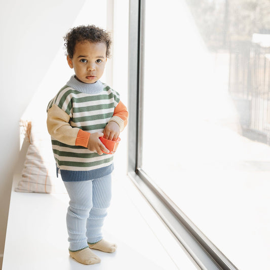 ORGANIC COTTON KNIT JUMPER - CLOVER STRIPE