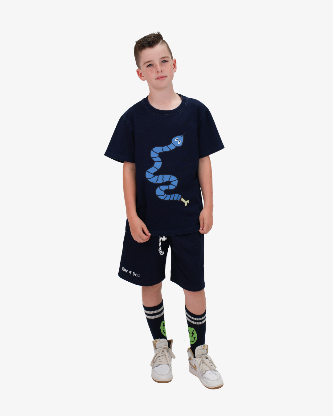 SNAKE TEE - NAVY WASH
