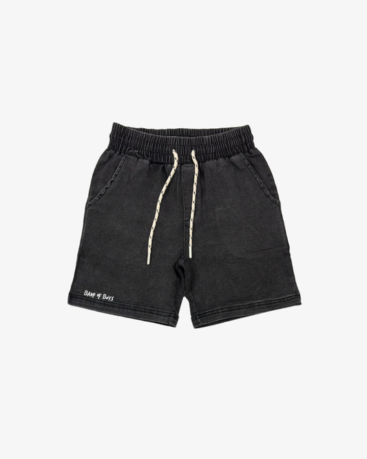 BLACK WASH DENIM SHORTS