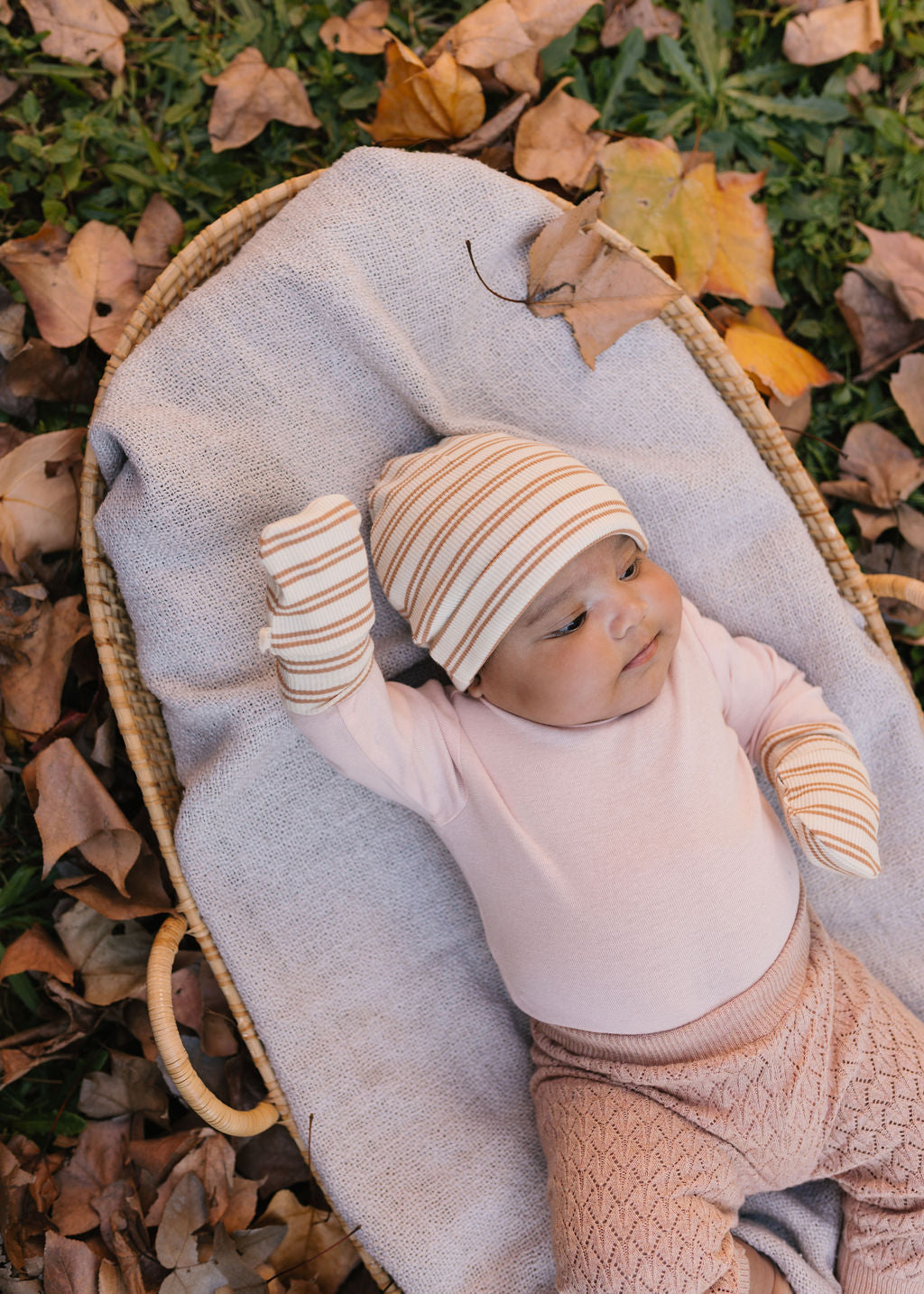 HENLEY BEANIE & MITTEN SET - CREAM