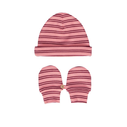 HENLEY BEANIE & MITTEN SET - PINK