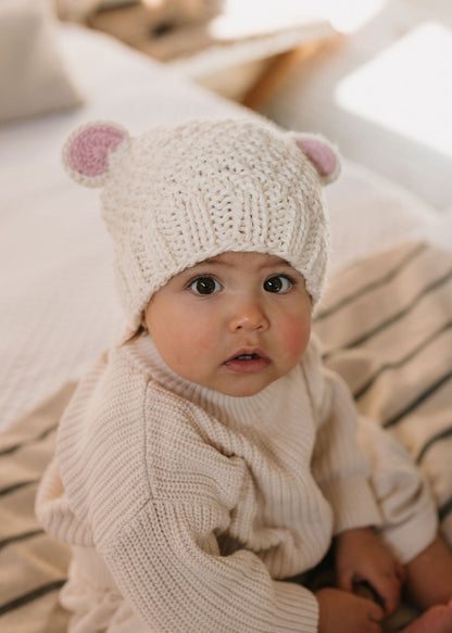 BEAR BEANIE - CREAM