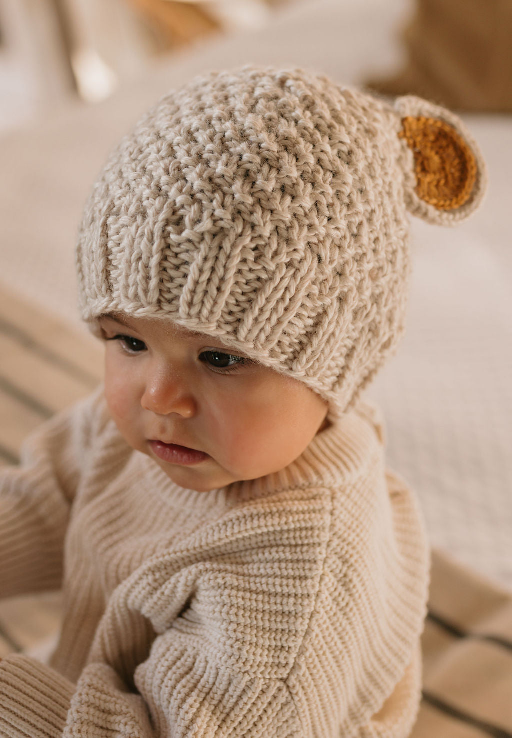 BEAR BEANIE - OATMEAL