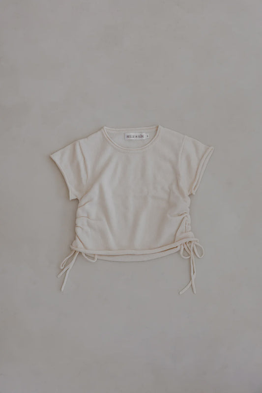 GATHERED KNIT TEE - NATURAL